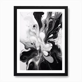 Fluid Dynamics Abstract Black And White 4 Art Print