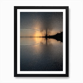 Sunset at the lake, abstract reflections in water Art Print