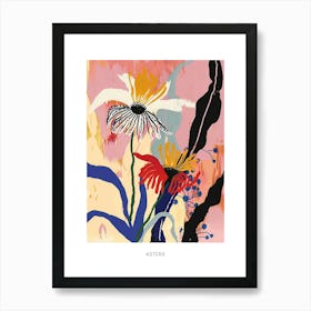 Colourful Flower Illustration Poster Asters 8 Poster