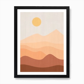 Mid Century Sun And Mountain Art Print