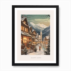 Vintage Winter Poster Hallstatt Austria 3 Art Print