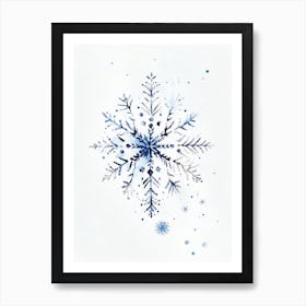 Intricate, Snowflakes, Minimalist Watercolour 2 Art Print