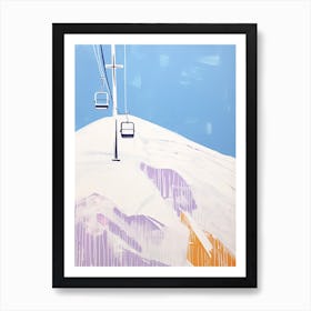 Les 3 Vallees   France, Ski Resort Pastel Colours Illustration 2 Art Print