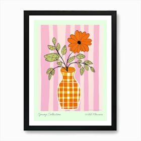 Spring Collection Wild Flowers Orange Tones In Vase 1 Art Print