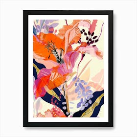 Colourful Flower Illustration Coral Bells 3 Art Print