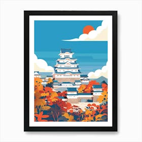 Himeji Castle Japan 6 Colourful Illustration Art Print