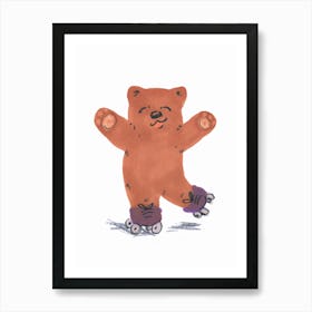 Rollerskating Bear Art Print
