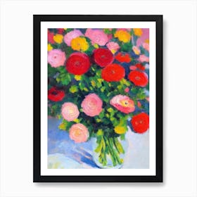 Ranunculus Floral Abstract Block Colour 2 Flower Art Print