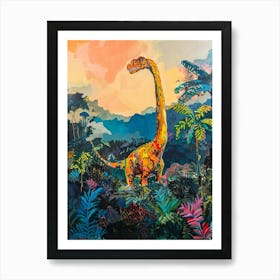 Dinosaur In A Tropical Landscape Painting 1 Poster