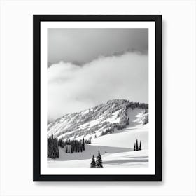 Snowbird, Usa Black And White Skiing Poster Art Print