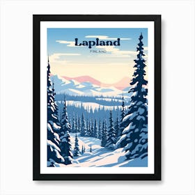 Lapland Finland Snow Mountain Modern Travel Illustration Art Print