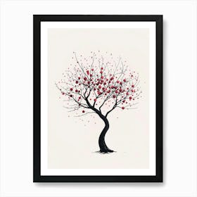 Plum Tree Pixel Illustration 4 Art Print