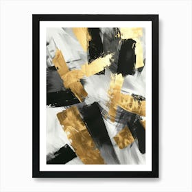 Abstract Gold And Black Painting 3 Art Print