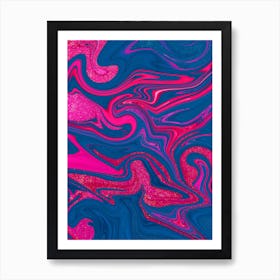 Marble Glitter Pink Teal Art Print