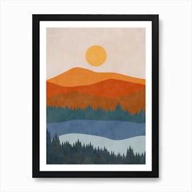 Sunset Mountain Landscape 1 Art Print