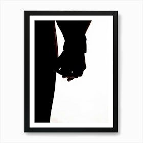 Silhouette Of Couple Holding Hands Art Print