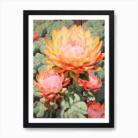 Mexican Style Cactus Illustration Acanthocalycium Cactus 7 Art Print