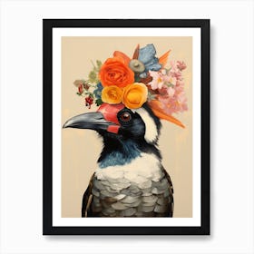 Bird With A Flower Crown Magpie 3 Art Print