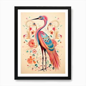 Pink Scandi Crane 2 Art Print