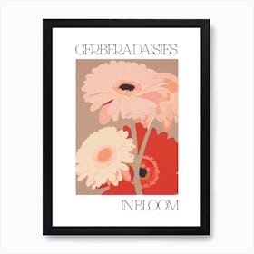 Gerbera Daisies In Bloom Flowers Bold Illustration 2 Art Print