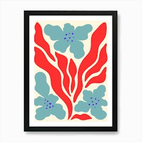 Red And Blue Flowers Art Print