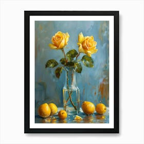 Yellow Roses In A Vase 4 Art Print