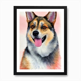 Swedish Vallhund 2 Watercolour Dog Art Print