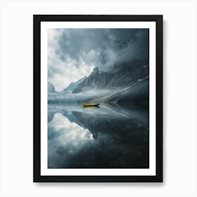 Yellow Canoe On A Lake Art Print