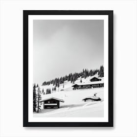 Davos, Switzerland Black And White Skiing Poster Art Print