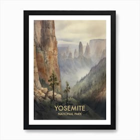 Yosemite National Park Watercolors Vintage Travel Poster 1 Art Print