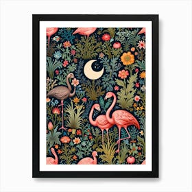 William Morris Pink Flamingos Art Print