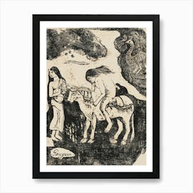 The Rape Of Europa, From The Suite Of Late Wood Block Prints, Paul Gauguin Art Print