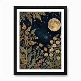 Leonardo Lightning Xl William Morris Print Night Sky Botanical 1 7 Topaz Standard V2 4x Art Print