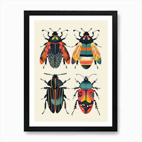 Colourful Insect Illustration Beetle 15 Art Print