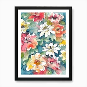 Watercolor Flowers 1 Art Print