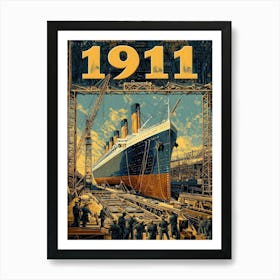 Aihrgdesign A Vintage Engineering Poster Showing The Titanic 8 Art Print