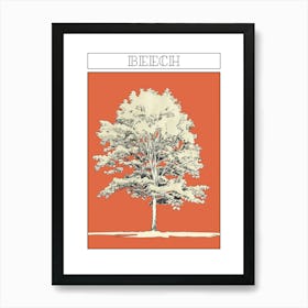 Beech Tree Minimalistic Drawing 3 Poster Art Print