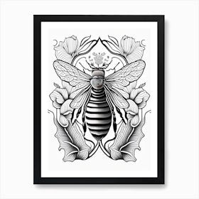 Queen Bee 2 William Morris Style Art Print