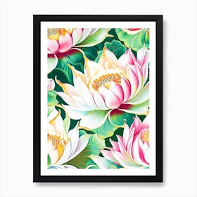 Lotus Flower Repeat Pattern Decoupage 1 Art Print