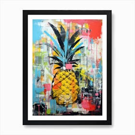 Pineapple Dreams: Basquiat-Inspired Street Art Art Print