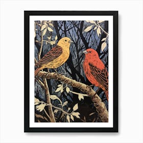 Art Nouveau Birds Poster Yellowhammer 1 Art Print