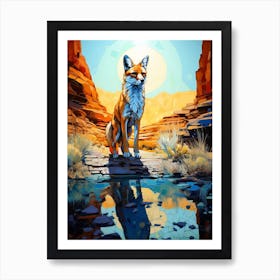 Red Fox Desert Painting 2 Art Print