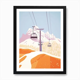 Cortina D Ampezzo   Italy, Ski Resort Pastel Colours Illustration 0 Art Print