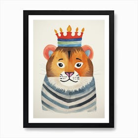 Little Siberian Tiger 3 Wearing A Crown Art Print