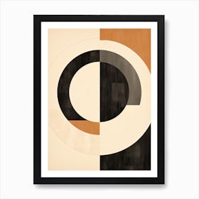 Bauhaus Vortex: Beige Spiral of Circles Art Print