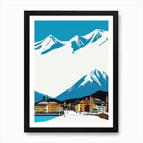 Davos, Switzerland Midcentury Vintage Skiing Poster Art Print