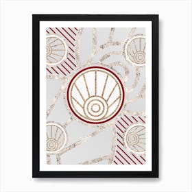 Geometric Abstract Glyph in Festive Gold Silver and Red n.0087 Art Print