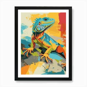 Turquoise Jamaican Iguana Abstract Modern Illustration 3 Art Print