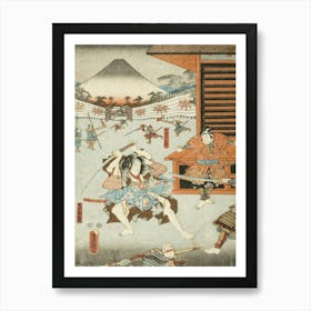 Night Attack Of The Soga Brothers Soga No Jūrō Sukenari And Kōga No Saburō By Utagawa Kunisada Art Print