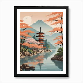 Miyajima Island Japan Vintage Travel Art (1) Art Print